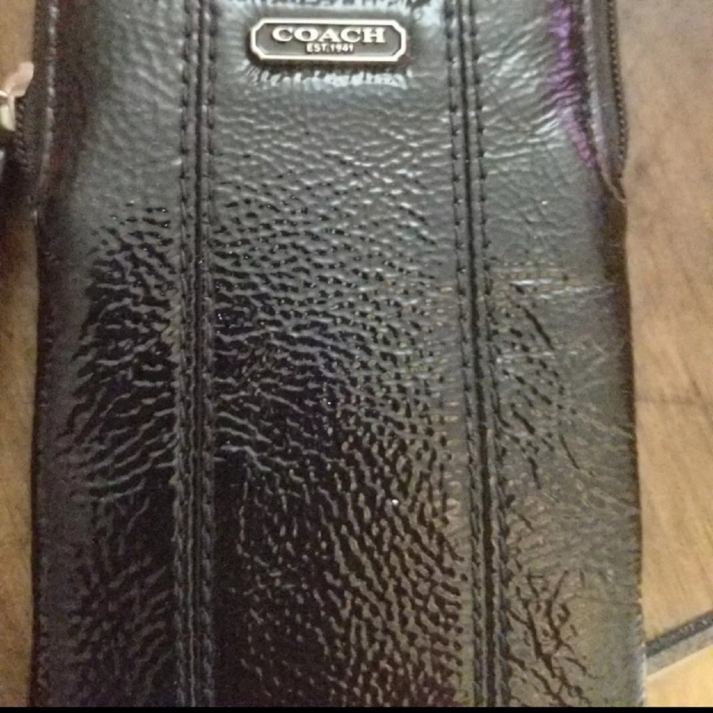 Coach wristlet - black leather authentic